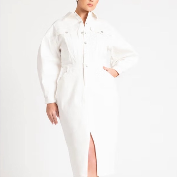 Eloquii Dresses & Skirts - Eloquii women’s dress Sz 18 Oversized Denim Midi white baddie